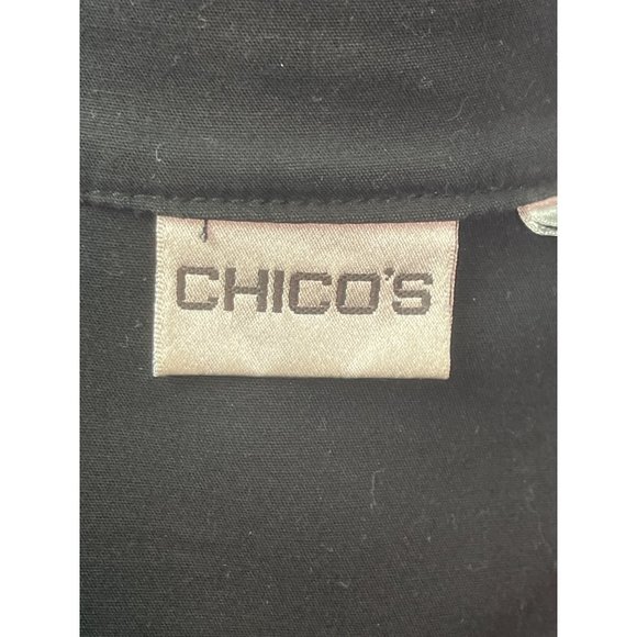 Chico’s Size 0 Small Metal Toggle Buckle Jacket Black Fitted Stretch - Picture 7 of 8